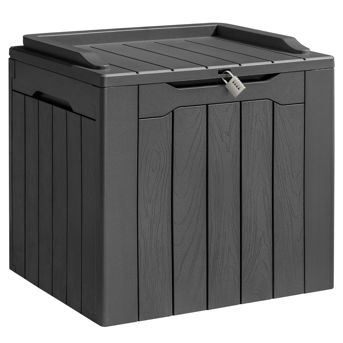 Black Resin Outdoor Deck Box with Seat K579432