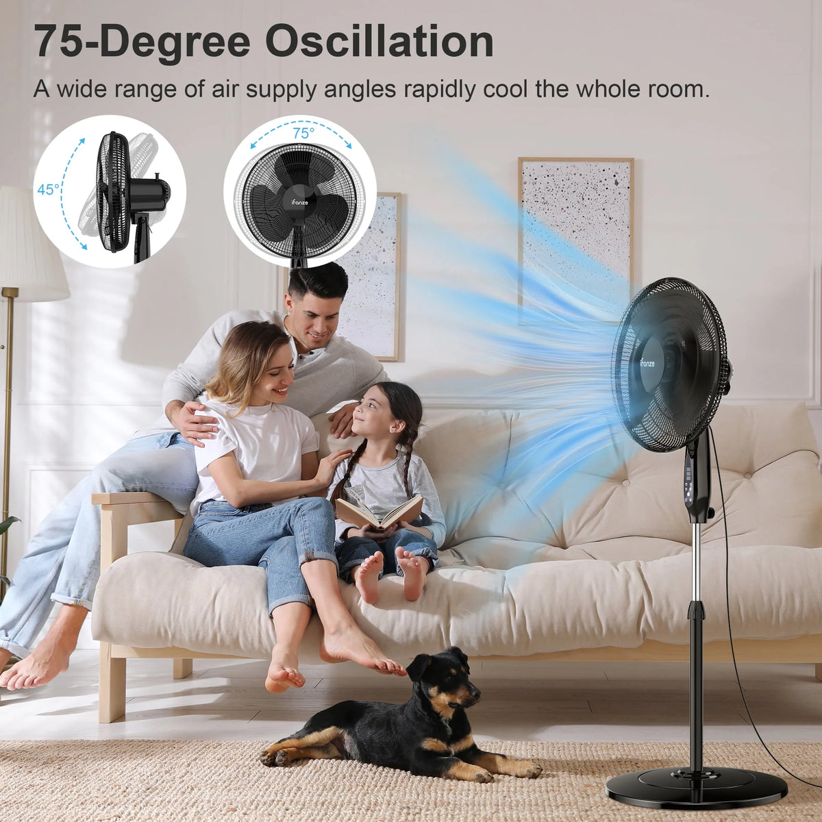 16'' Pedestal Oscillating Fan with Remote Control T214