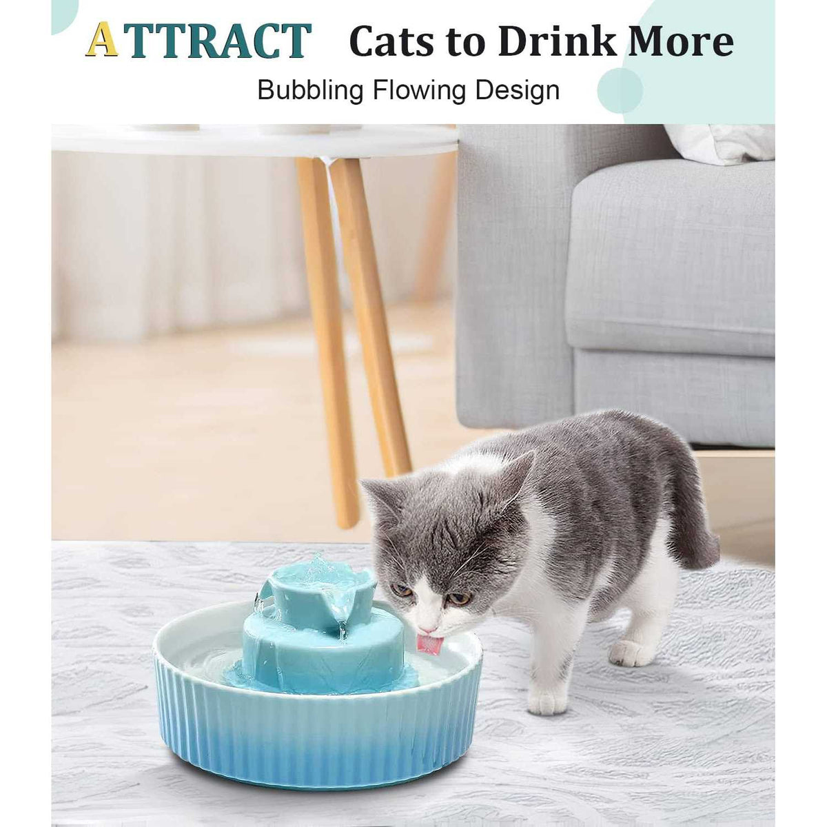 Ceramic Cat Water Fountain 2.1 L P430910