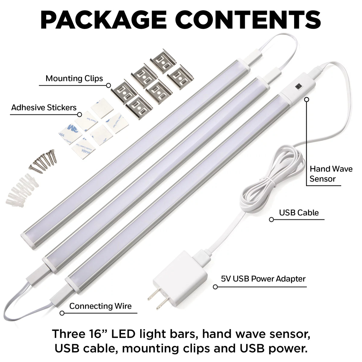 16 Under Cabinet Lights with Hand Wave Technology Set of 3 A47859