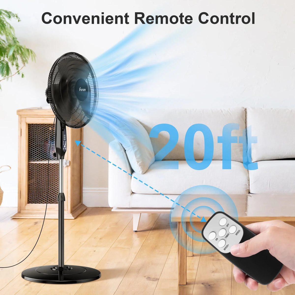 16'' Pedestal Oscillating Fan with Remote Control T214