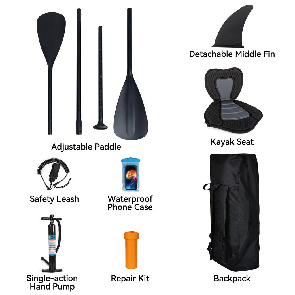 11 Ft Inflatable Stand Up Paddle Board and Sit-on Kayak Set B5524
