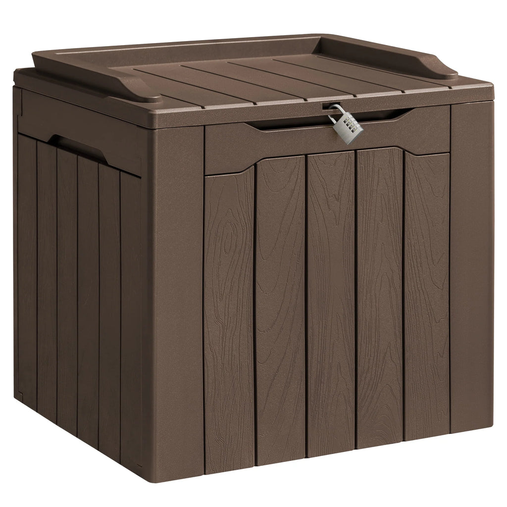 Black Resin Outdoor Deck Box with Seat K579432