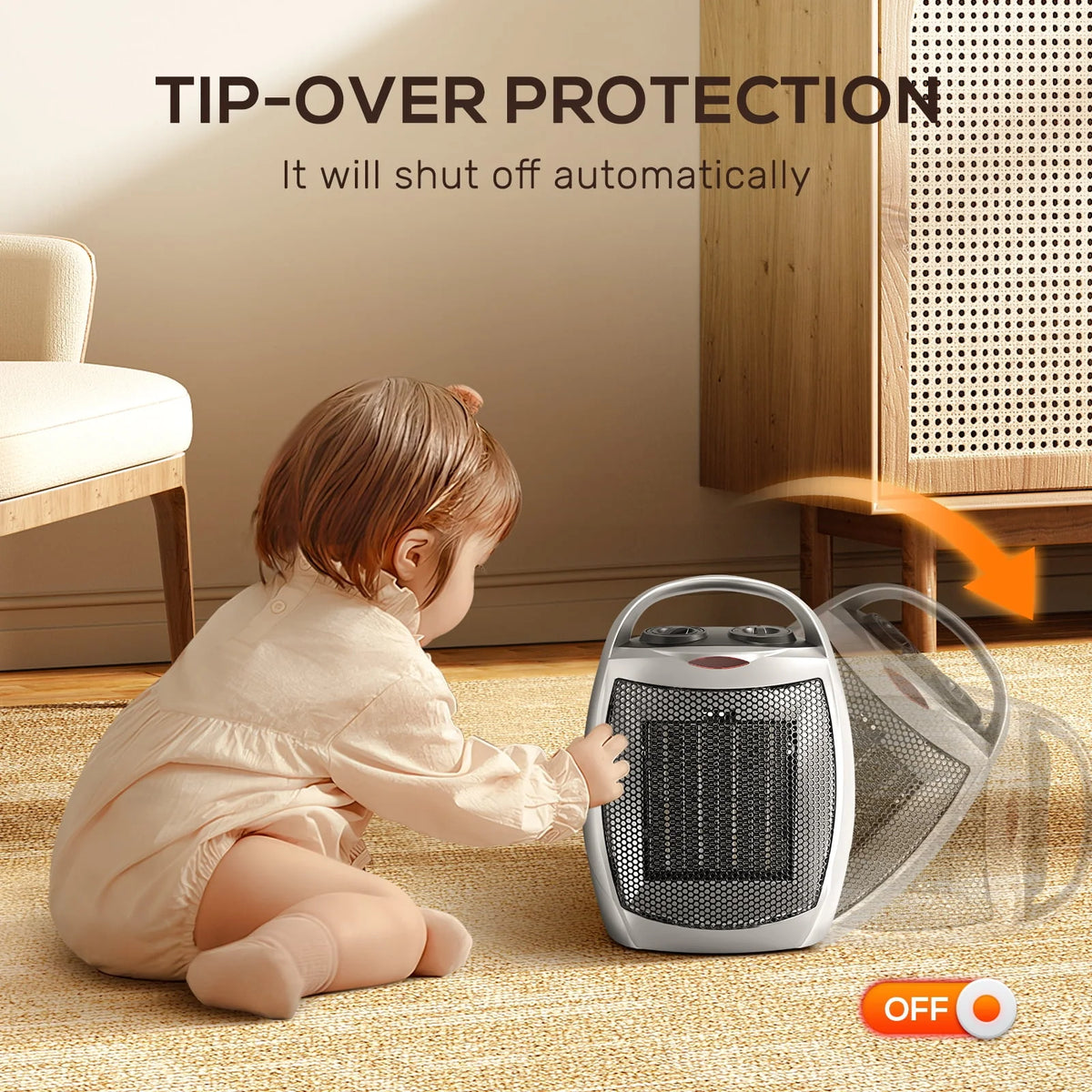 1500W/750W Ceramic Portable Space Heater with Thermostat H57677
