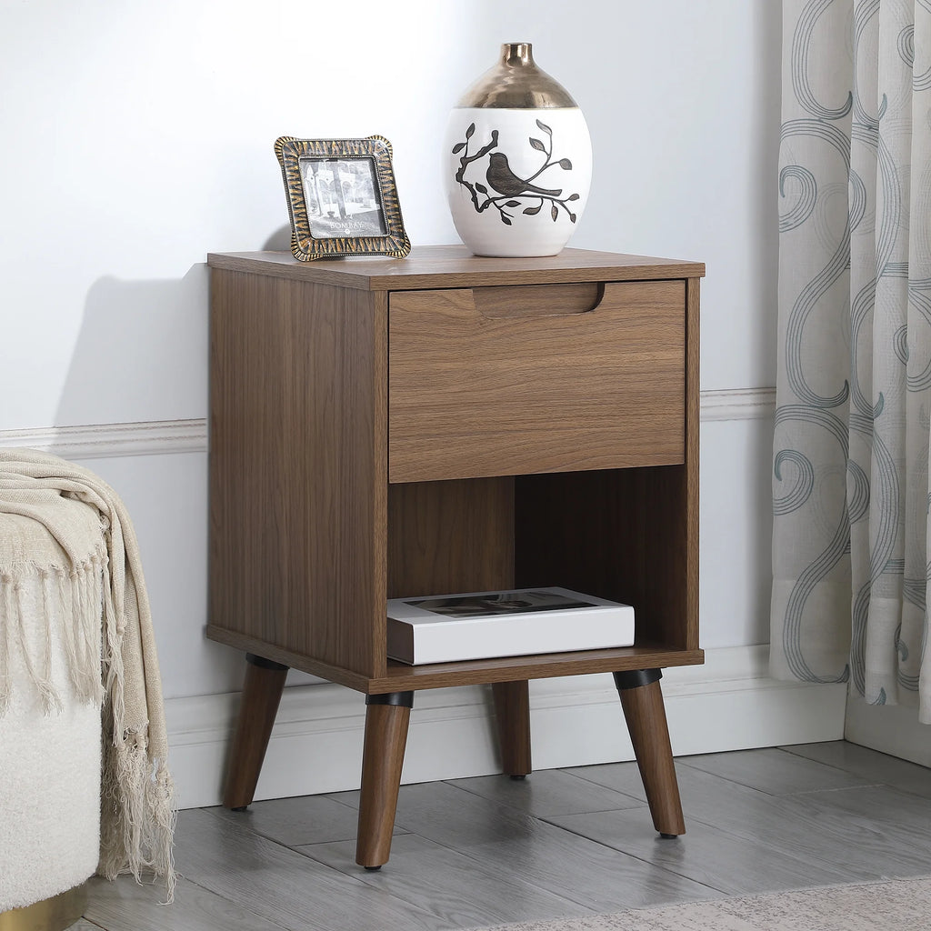 1 Drawer Brown Walnut Nightstand Z1463