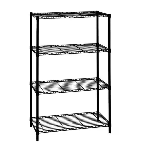 4-Tier Black Steel Wire Shelving Unit U522