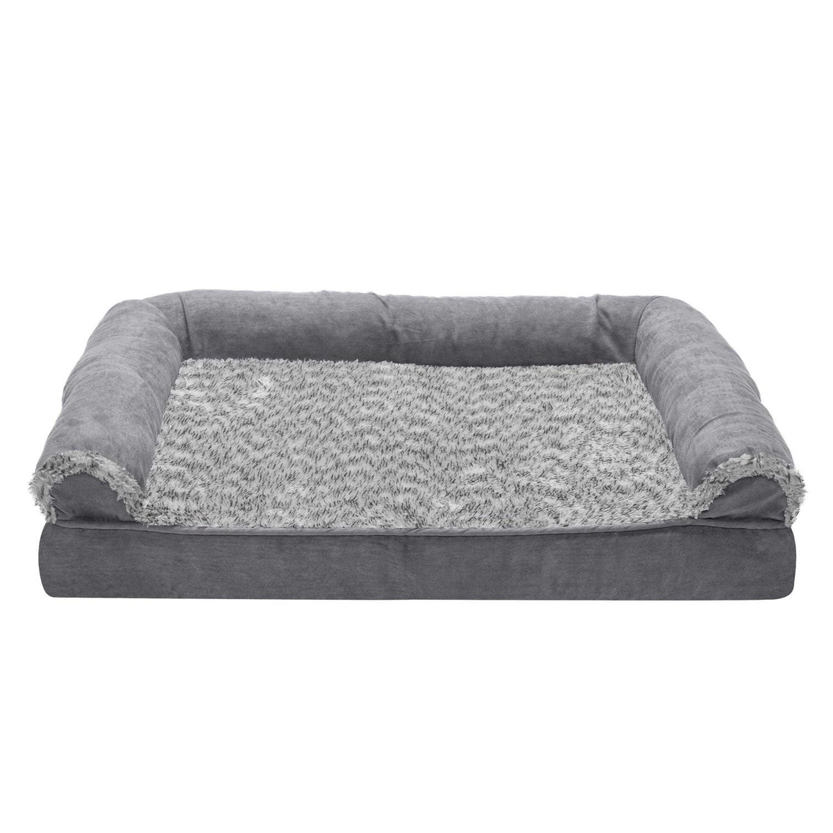 Two-Tone Faux Fur Suede Orthopedic Sofa Dog Bed S888