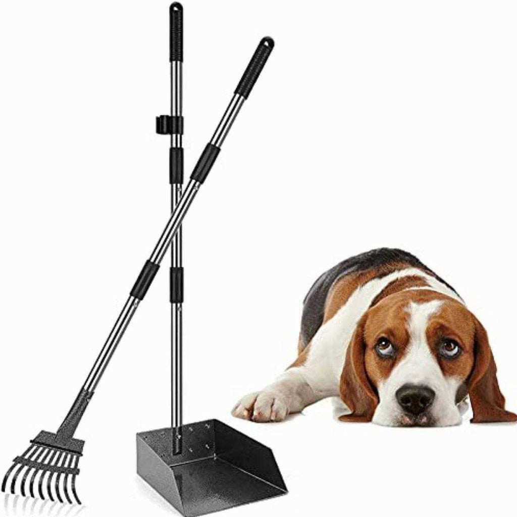 Durable Dog Poop Scoop Long Handle Tray and Rake Set U2178