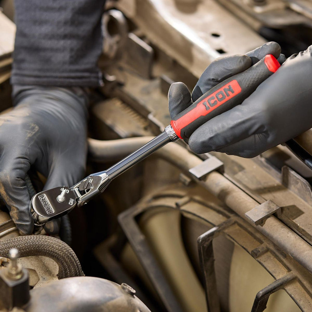 1/4 in. Drive 9 in. Long Locking Flex Ratchet with Comfort Grip A496901