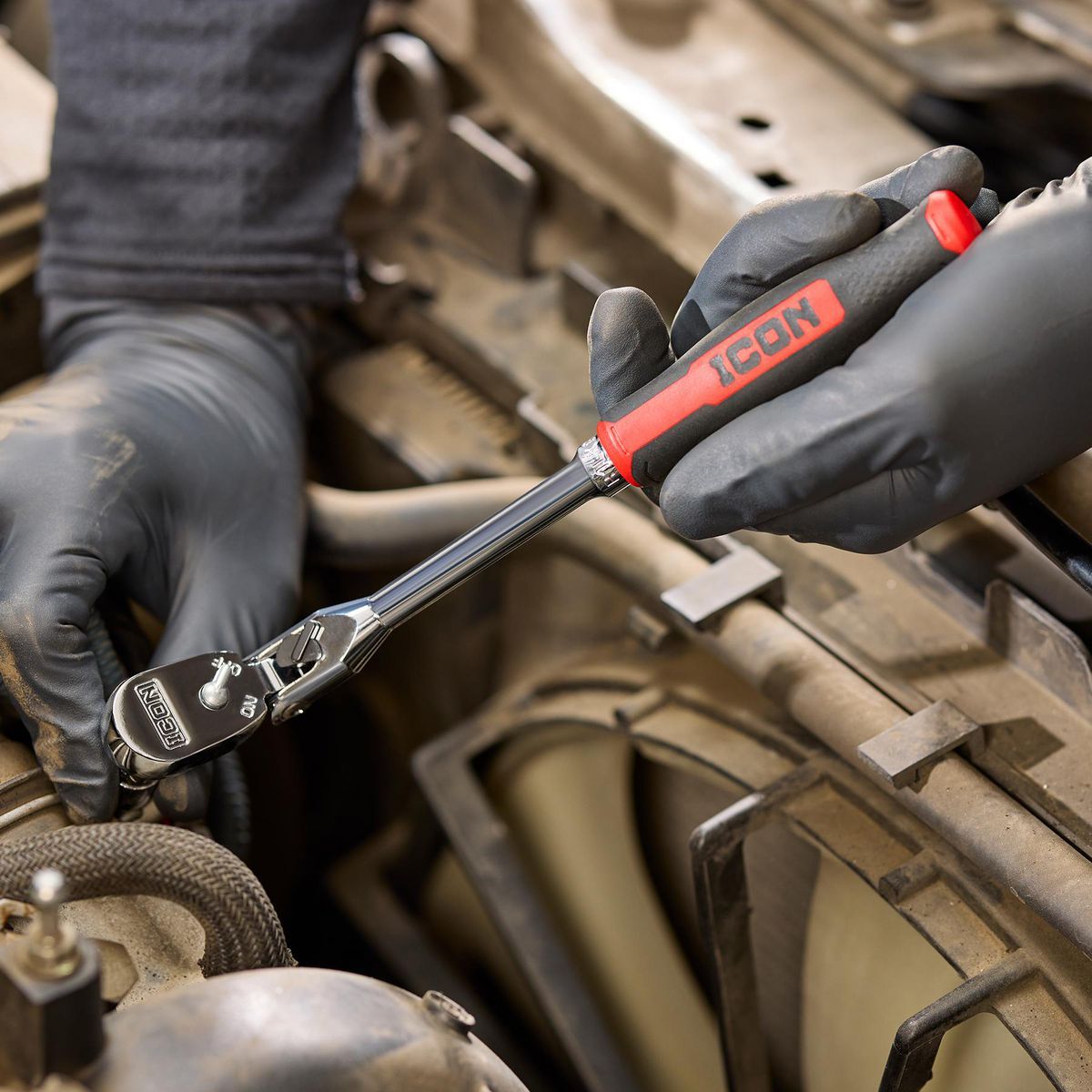 1/4 in. Drive 9 in. Long Locking Flex Ratchet with Comfort Grip A496901