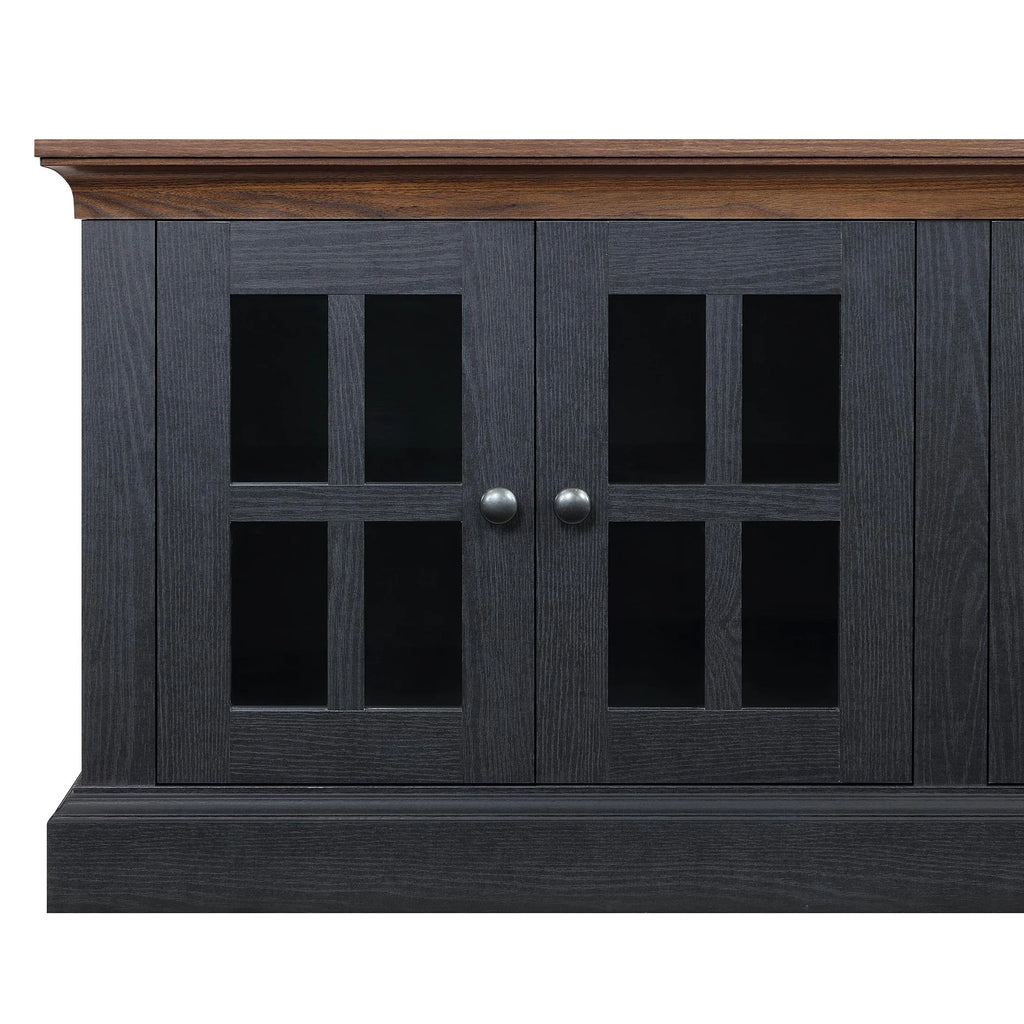 4-door TV Stand for TVs up to 85", White/Walnut Finish R39820