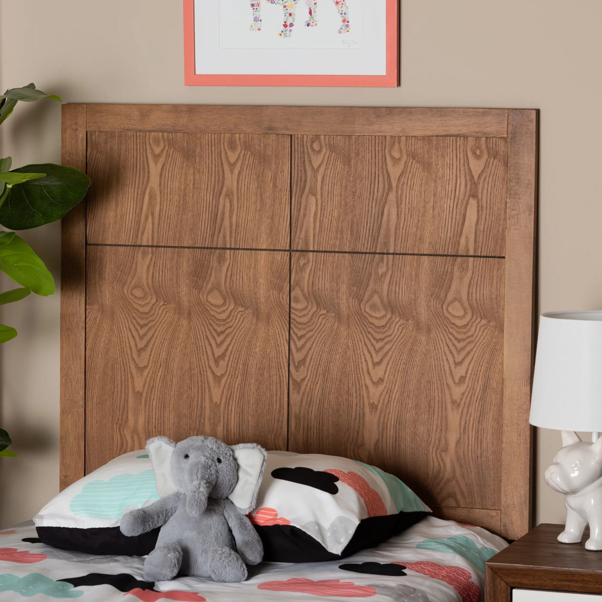Twin Ash Walnut Wood Headboard R639838
