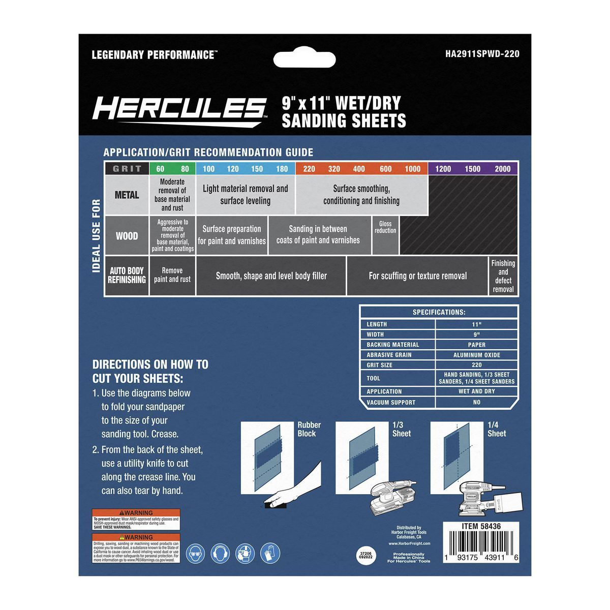 9 in. x 11 in. 220 Grit Wet/Dry Sanding Sheets 5-Pack A4839