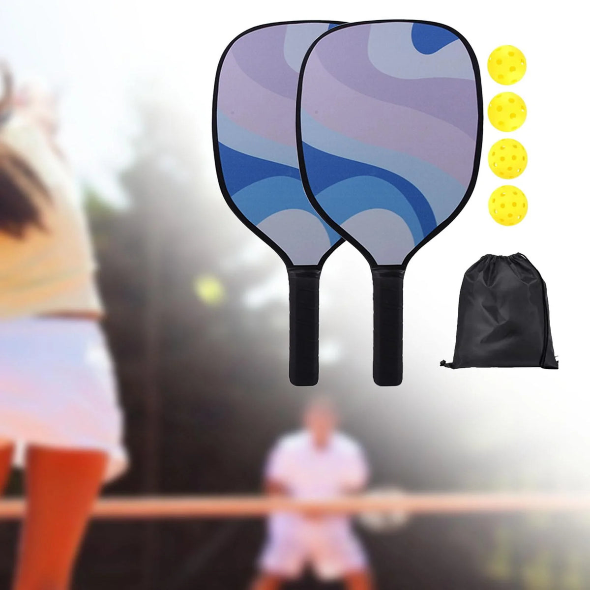 Pickleball Paddles Set with 2 Paddles 4 Balls and 1 Bag N288226