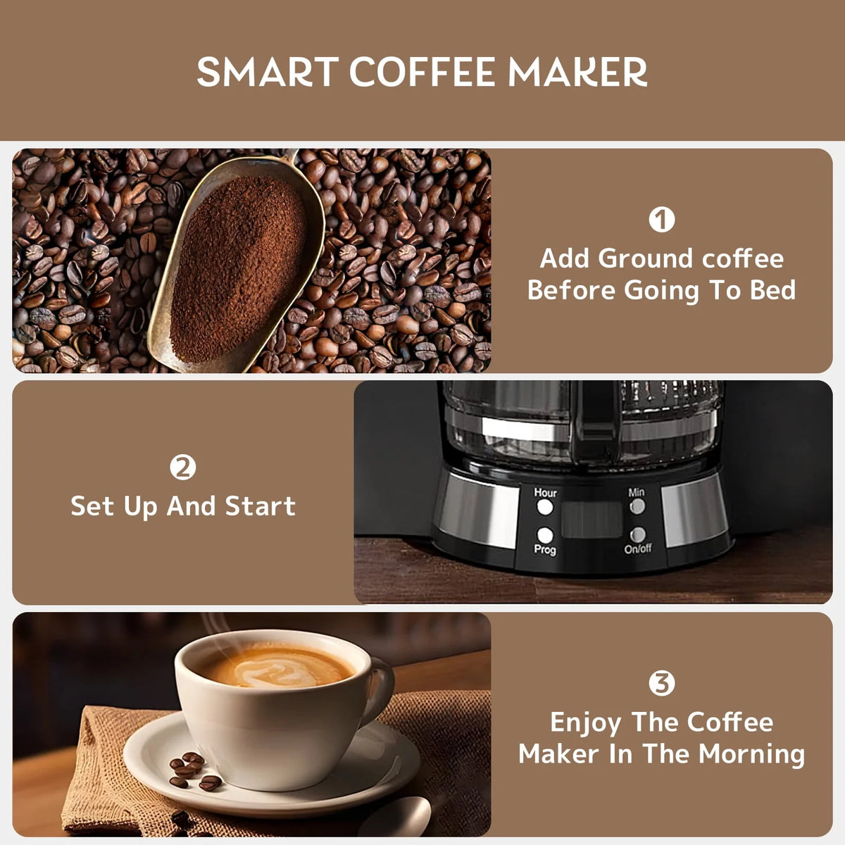 10-Cup Programmable Coffee Maker with Timer, Auto Shut Off, White L943497