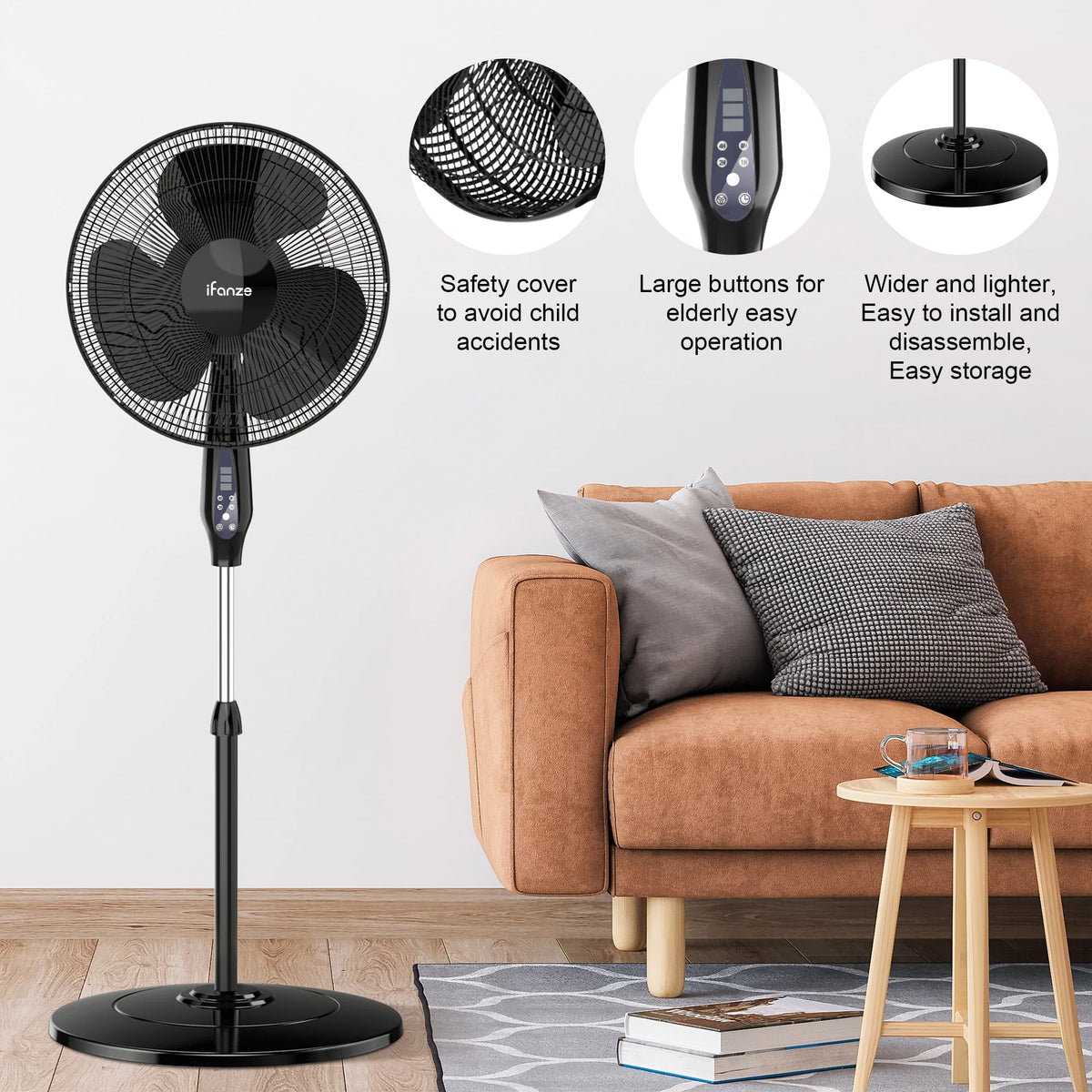 16'' Pedestal Oscillating Fan with Remote Control T214